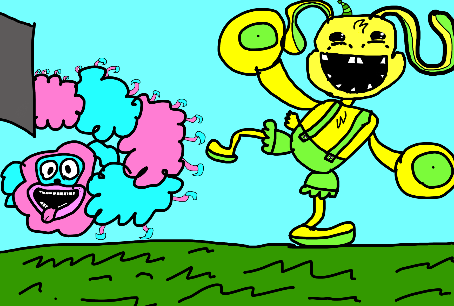 Bunzo bonny y PJ pug a pillar